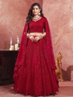 Red Premium Net Lehenga Choli